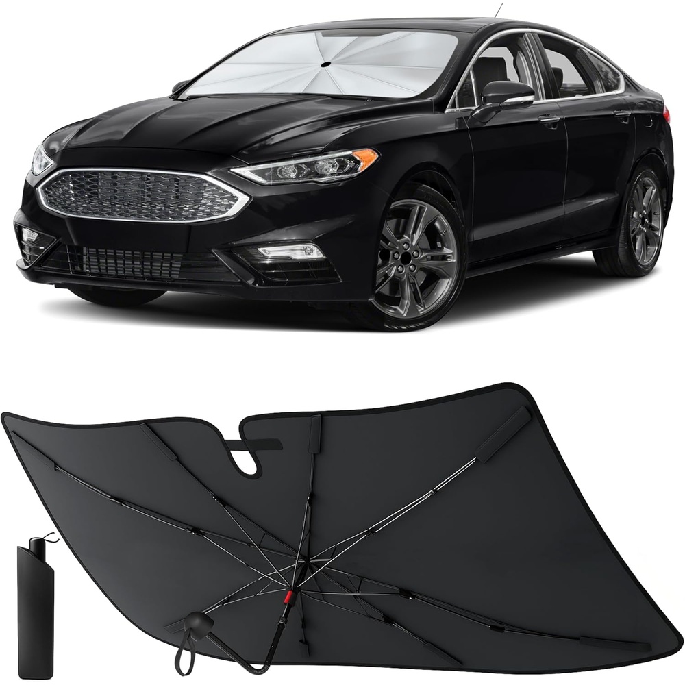 image:imageEcoNour Camoflage American Flag Windshield Sun Shade 240T Reflective Polyester Blocks 99 UV amp Heat Protection Patriotic Car Accessory Sedans Hatchbacks Small SUVs Universal Fit 66 x 34Fusion 20132021