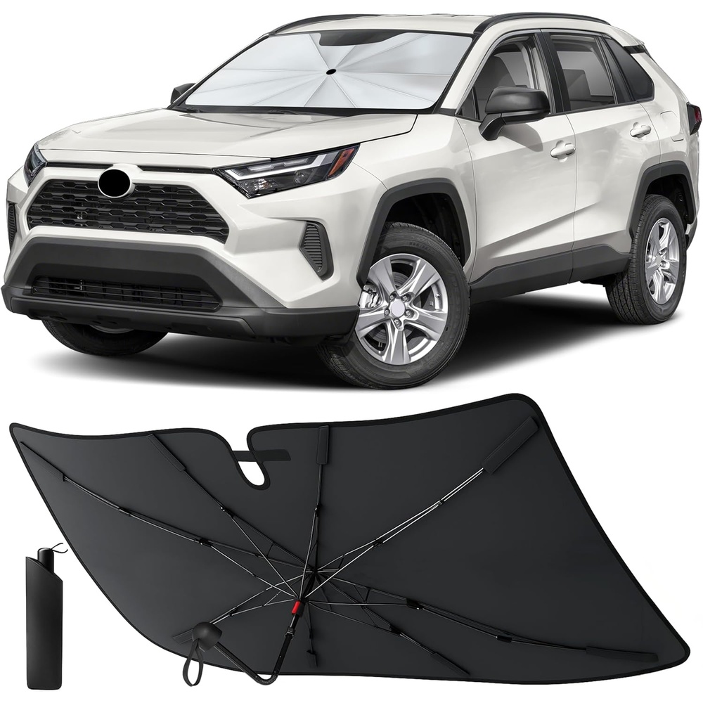 image:imageEcoNour Camoflage American Flag Windshield Sun Shade 240T Reflective Polyester Blocks 99 UV amp Heat Protection Patriotic Car Accessory Sedans Hatchbacks Small SUVs Universal Fit 66 x 34RAV4 20192026