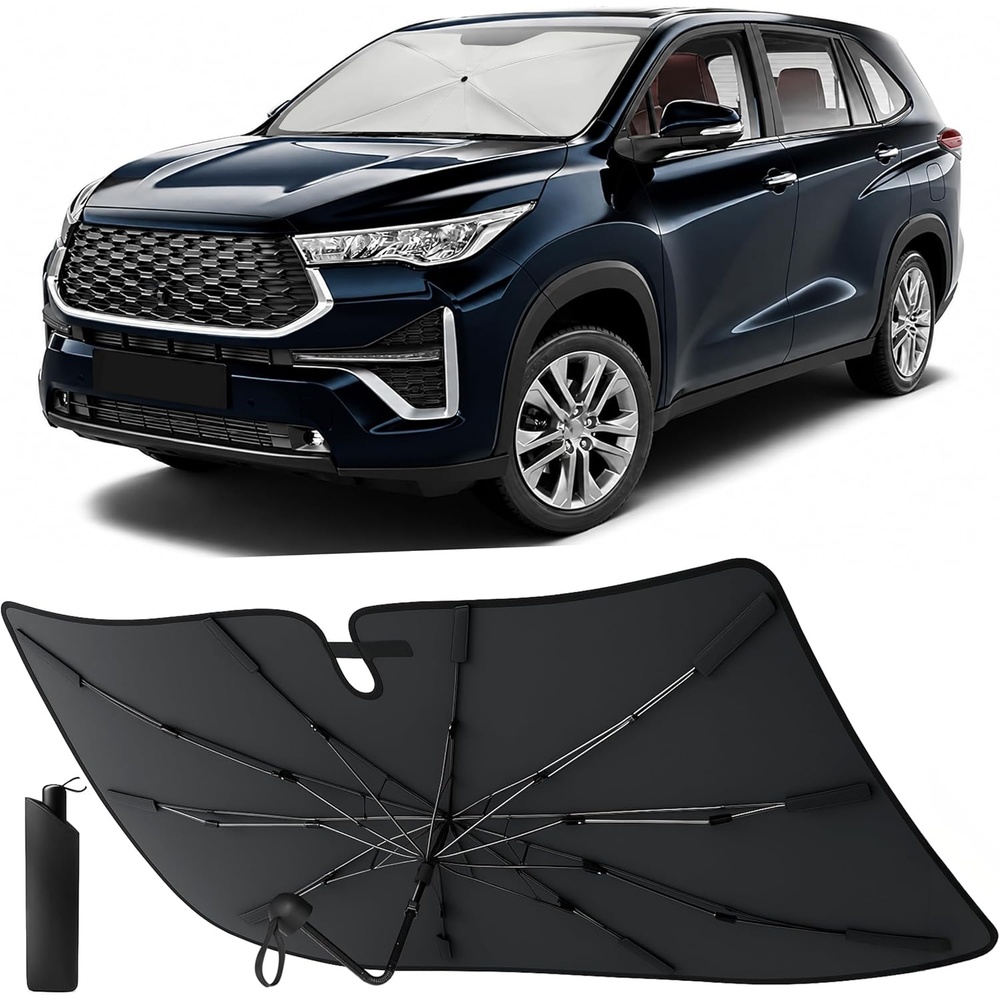 image:imageEcoNour Camoflage American Flag Windshield Sun Shade 240T Reflective Polyester Blocks 99 UV amp Heat Protection Patriotic Car Accessory Sedans Hatchbacks Small SUVs Universal Fit 66 x 34XLarge