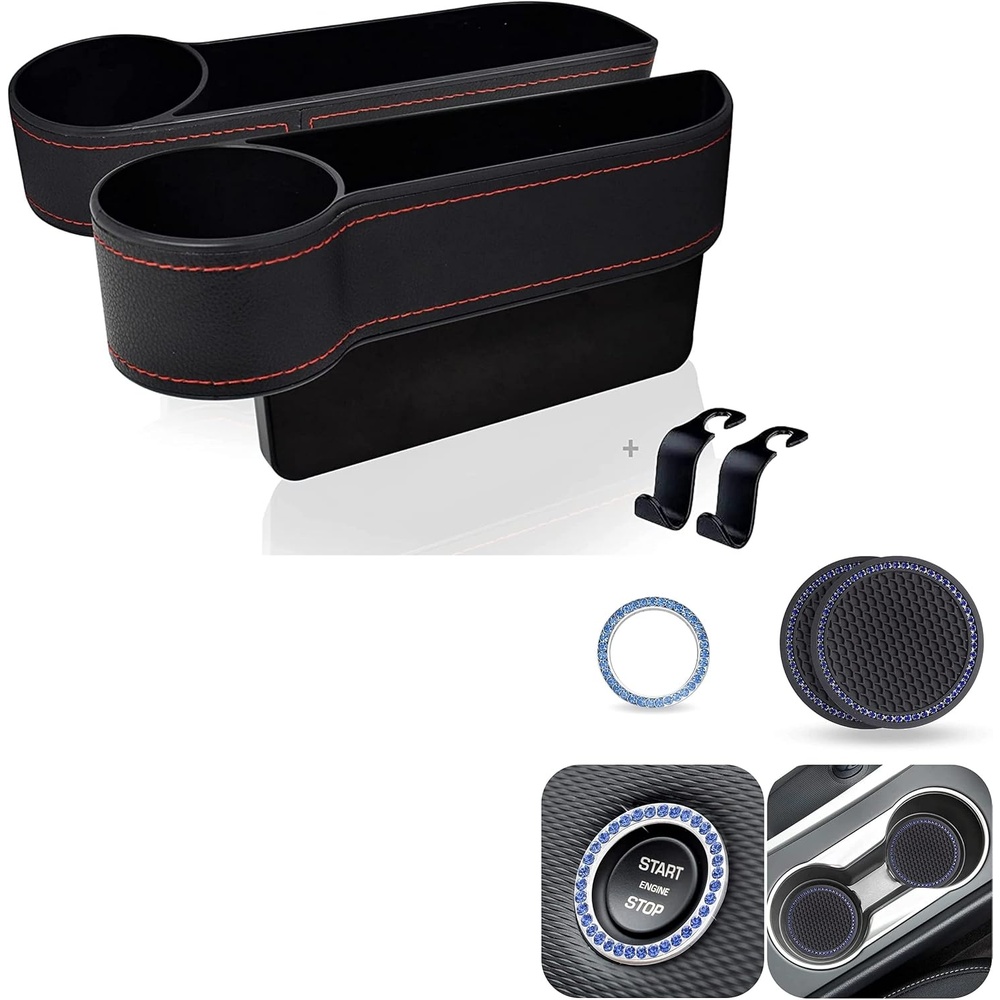image:imageEcoNour Car Cup Coasters Black 2 Pack Car Seat Gap Filler Car Accessories for Women Car Travel Accessories