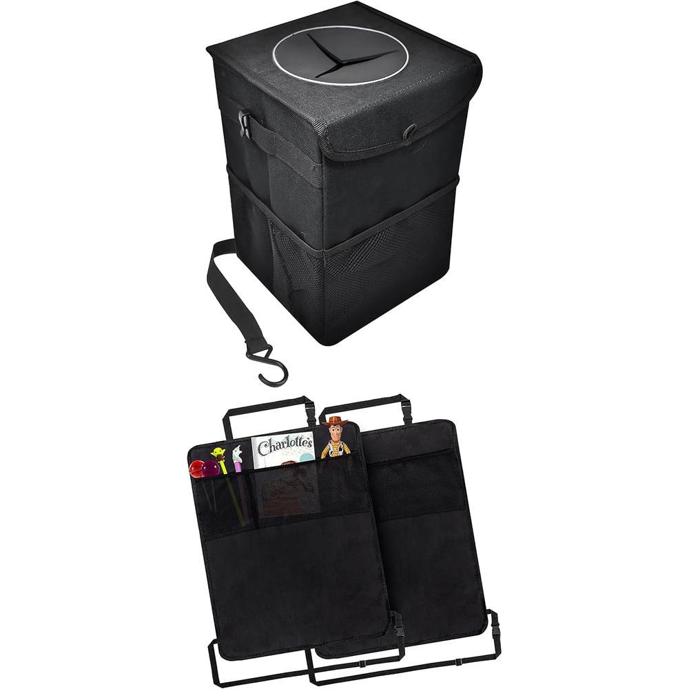 image:imageEcoNour Car Kick Mats 2 Pack Trash Can for Car Back Seat Car Seat Protection from Dirt Mud and Scratches Waterproof Hanging Car Trash Bag with 15 Gallons Storage