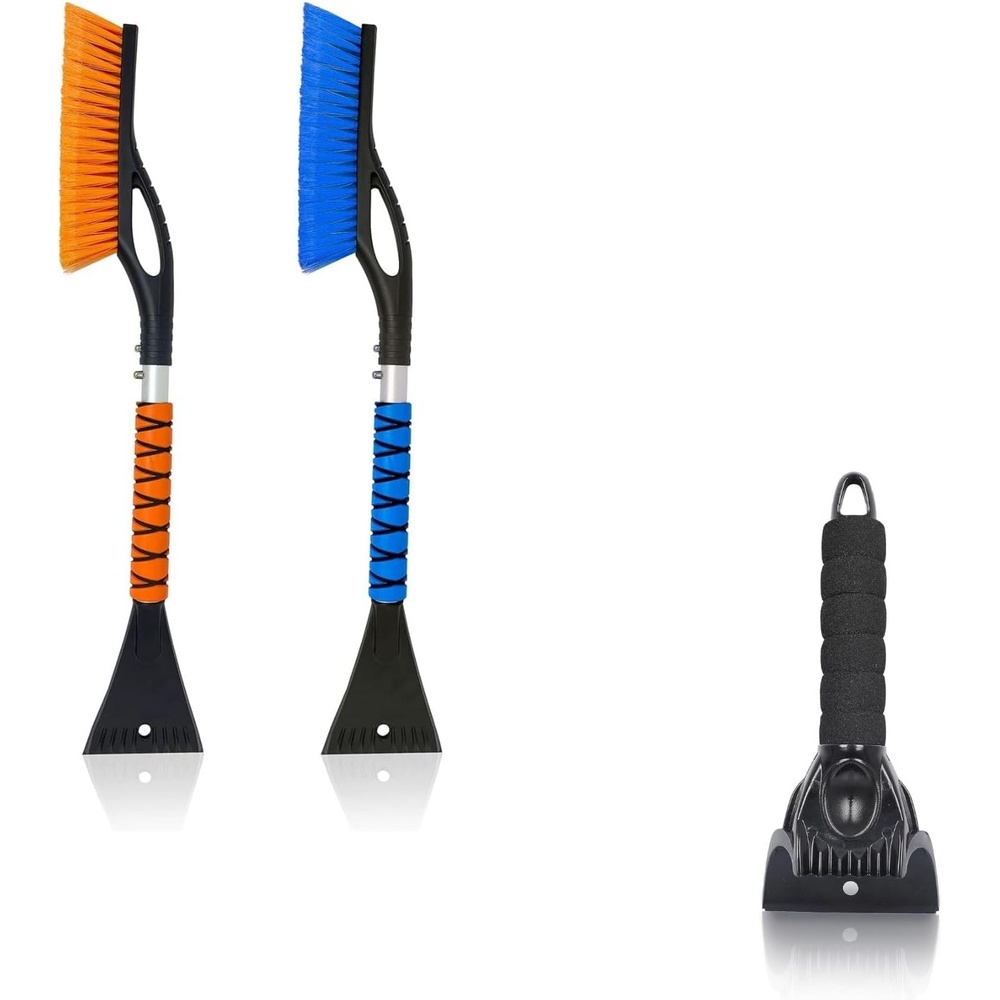 image:imageEcoNour Car Snow Brush amp Ice Scraper Bundle 3 Pack Includes 27 Aluminum Snow Brush with Ice Scrapers 1 Pack HeavyDuty Car Ice Scraper Winter Car Accessories for Snow Removal
