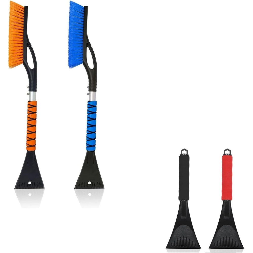 image:imageEcoNour Car Snow Brush amp Ice Scraper Bundle 4 Pack Includes 27 Aluminum Snow Brush with Ice Scrapers 2 Pack Windshield Ice Scrapers HeavyDuty Winter Car Accessories for Snow amp Ice Removal