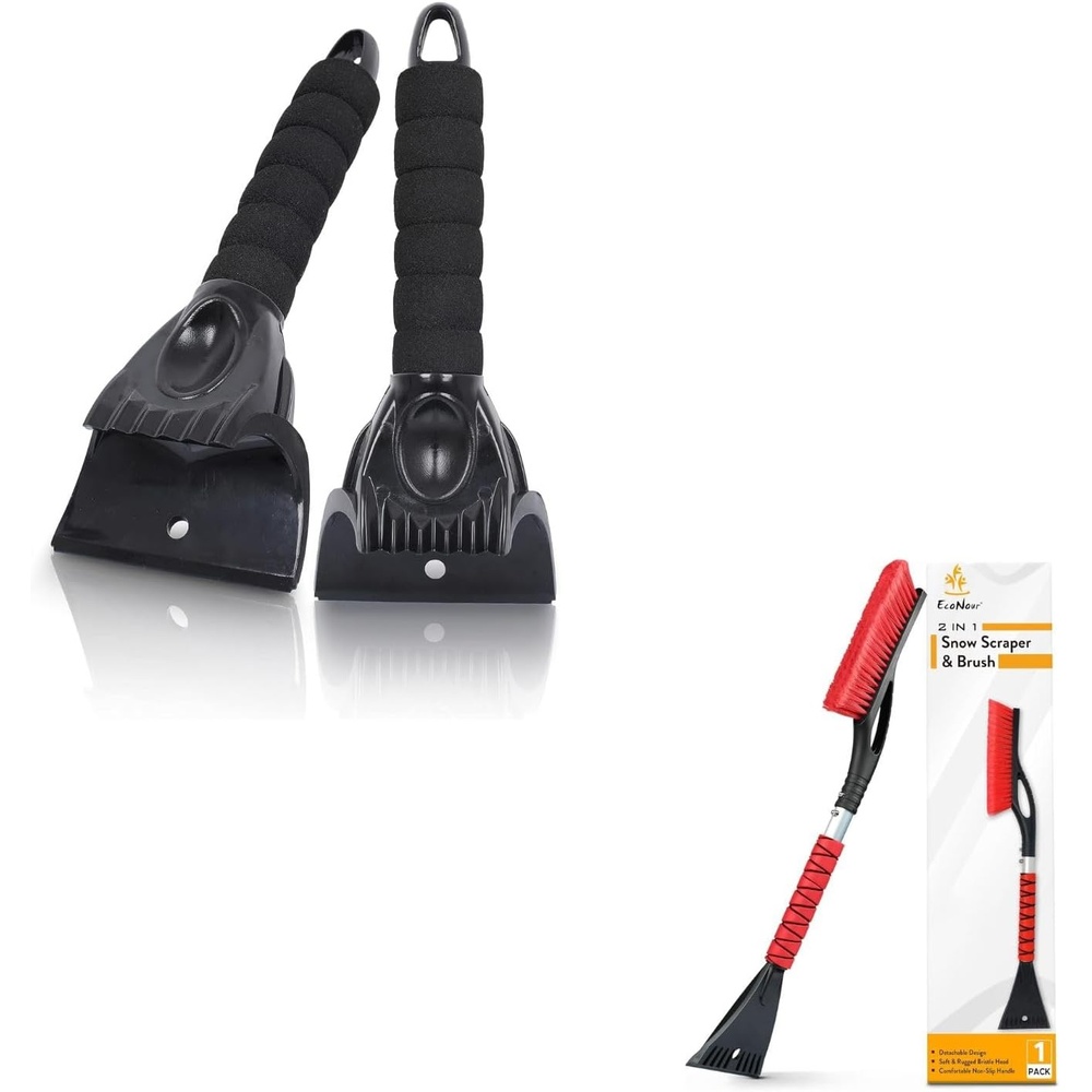 image:imageEcoNour Car Snow Brush amp Ice Scraper Combo 27 Aluminum Snow Brush with ScratchFree Bristles amp 2 Pack Ice Scraper for Car Windshield Durable Winter Snow Removal Tools for Cars SUVs amp Trucks