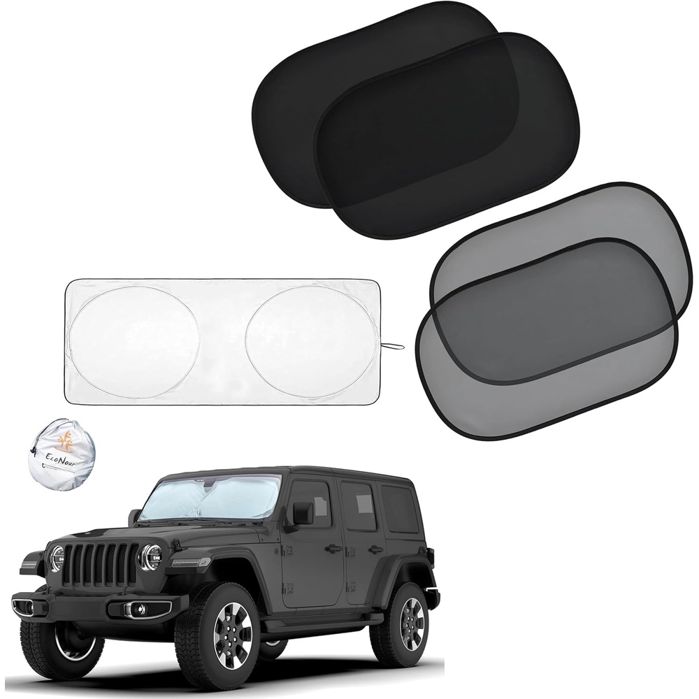 image:imageEcoNour Car Window Shades for Baby 4Pack  EcoNour Jeep Windshield Sun Shade  XSmall