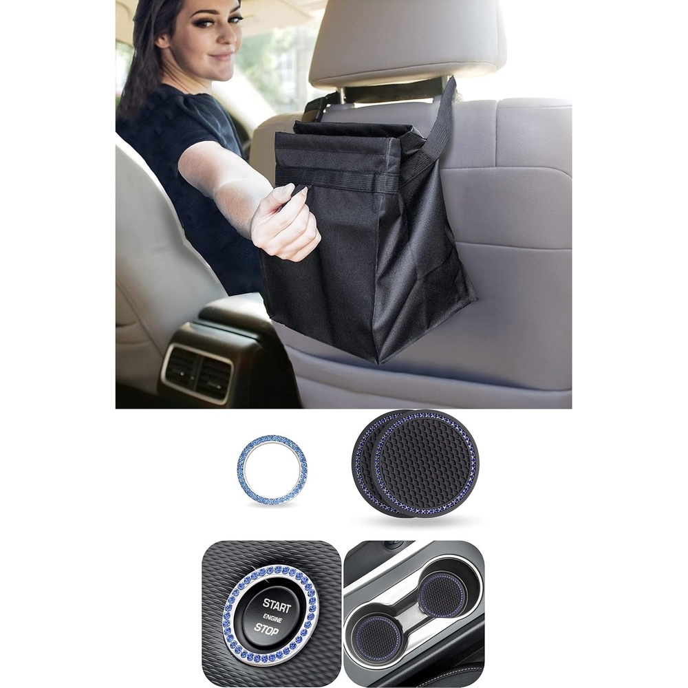 image:imageEcoNour Cup Coaster Black 2 Pack Trash Bag Blue Push Start Button Bling 1 Pack Waterproof and Leakproof Interiors
