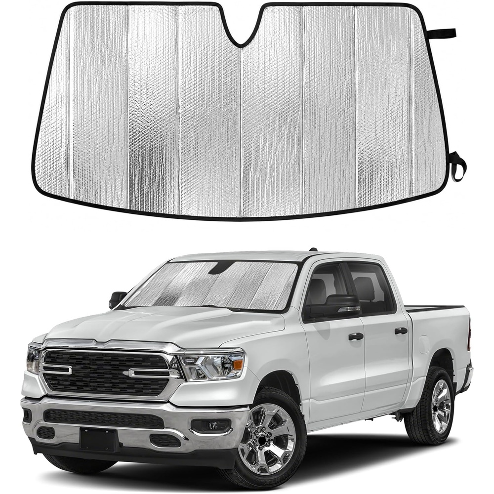 image:imageEcoNour Foldable Sun Shade Fit for Tesla Model 3Y 20172024 2025 2026 Accordion Windshield Sun Shade Front Car Window Shades Sun Visor Blocks UV Rays amp Heat Car AccessoriesFor Dodge RAM 1500 20192026