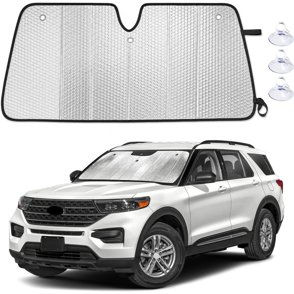 image:imageEcoNour Foldable Sun Shade Fit for Tesla Model 3Y 20172024 2025 2026 Accordion Windshield Sun Shade Front Car Window Shades Sun Visor Blocks UV Rays amp Heat Car AccessoriesFor Ford Explorer 20202026