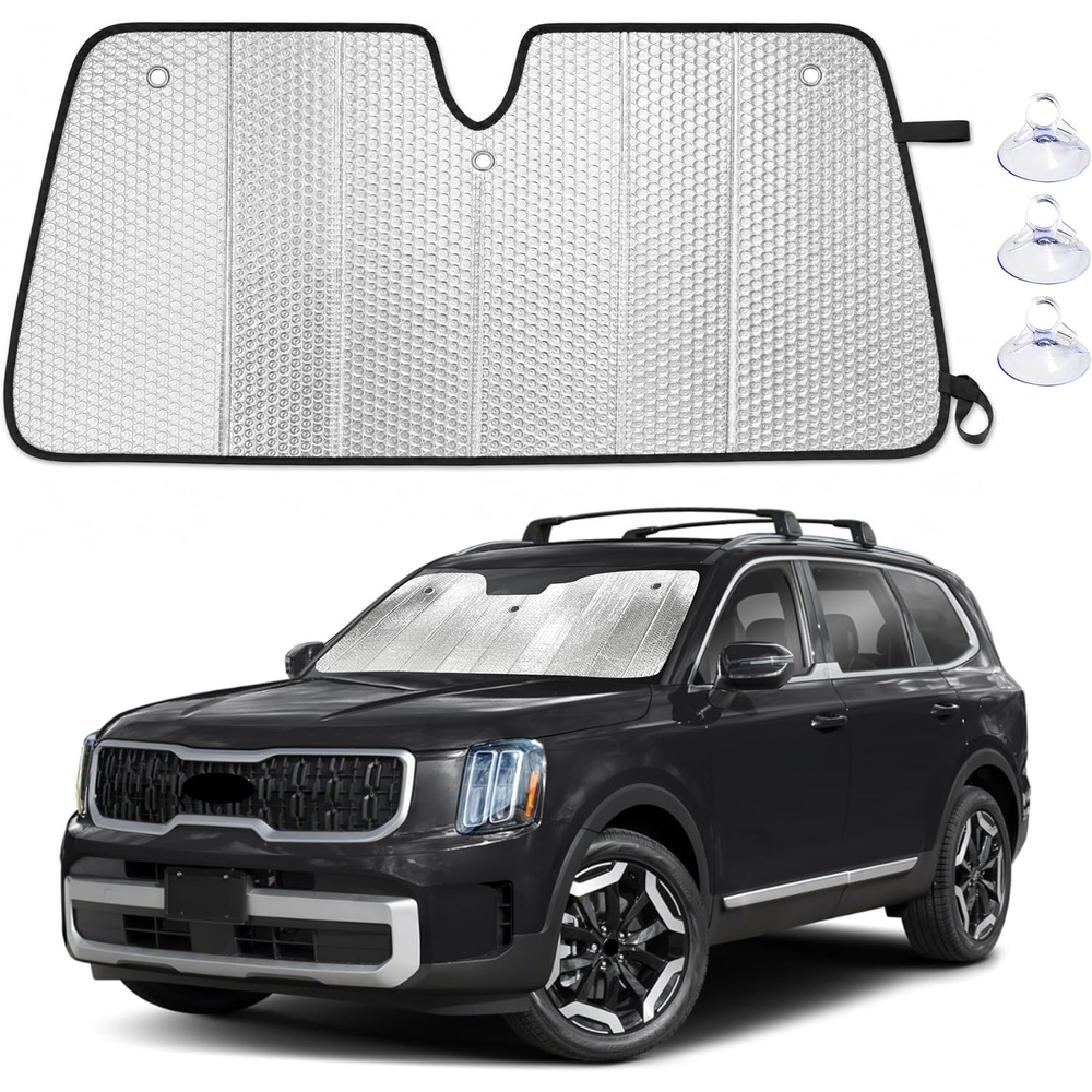 image:imageEcoNour Foldable Sun Shade Fit for Tesla Model 3Y 20172024 2025 2026 Accordion Windshield Sun Shade Front Car Window Shades Sun Visor Blocks UV Rays amp Heat Car AccessoriesFor Kia Telluride 20202025