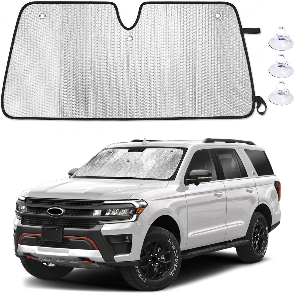image:imageEcoNour Foldable Sun Shade Fit for Tesla Model 3Y 20172024 2025 2026 Accordion Windshield Sun Shade Front Car Window Shades Sun Visor Blocks UV Rays amp Heat Car AccessoriesFor Ford Expedition 20182025