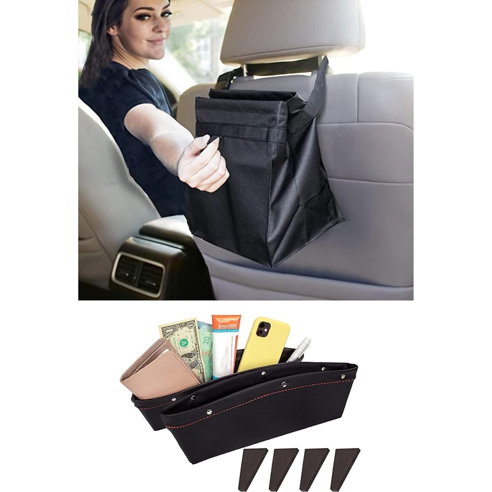 image:imageEcoNour Gap Filler amp Car Pocket Organizer 2 Pack Car Trash Bag Car Console Pocket Organizer Hanging Car Trash Bag