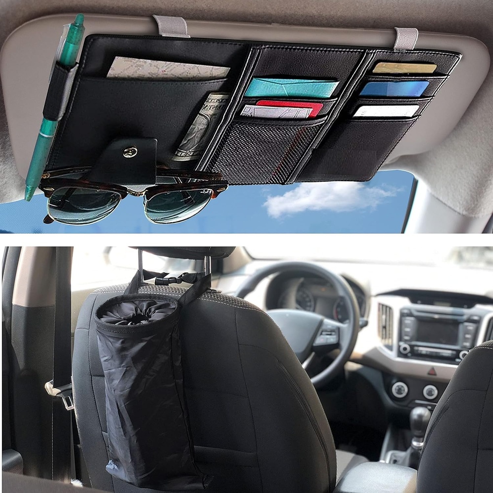image:imageEcoNour Gift Bundle  Car Sun Visor Organizer  Car Trash Bag 2 Pack  Leakproof Litter Bag  Detachable Garbage amp Storage Bag  Auto Interior Accessories  Pocket Organizer
