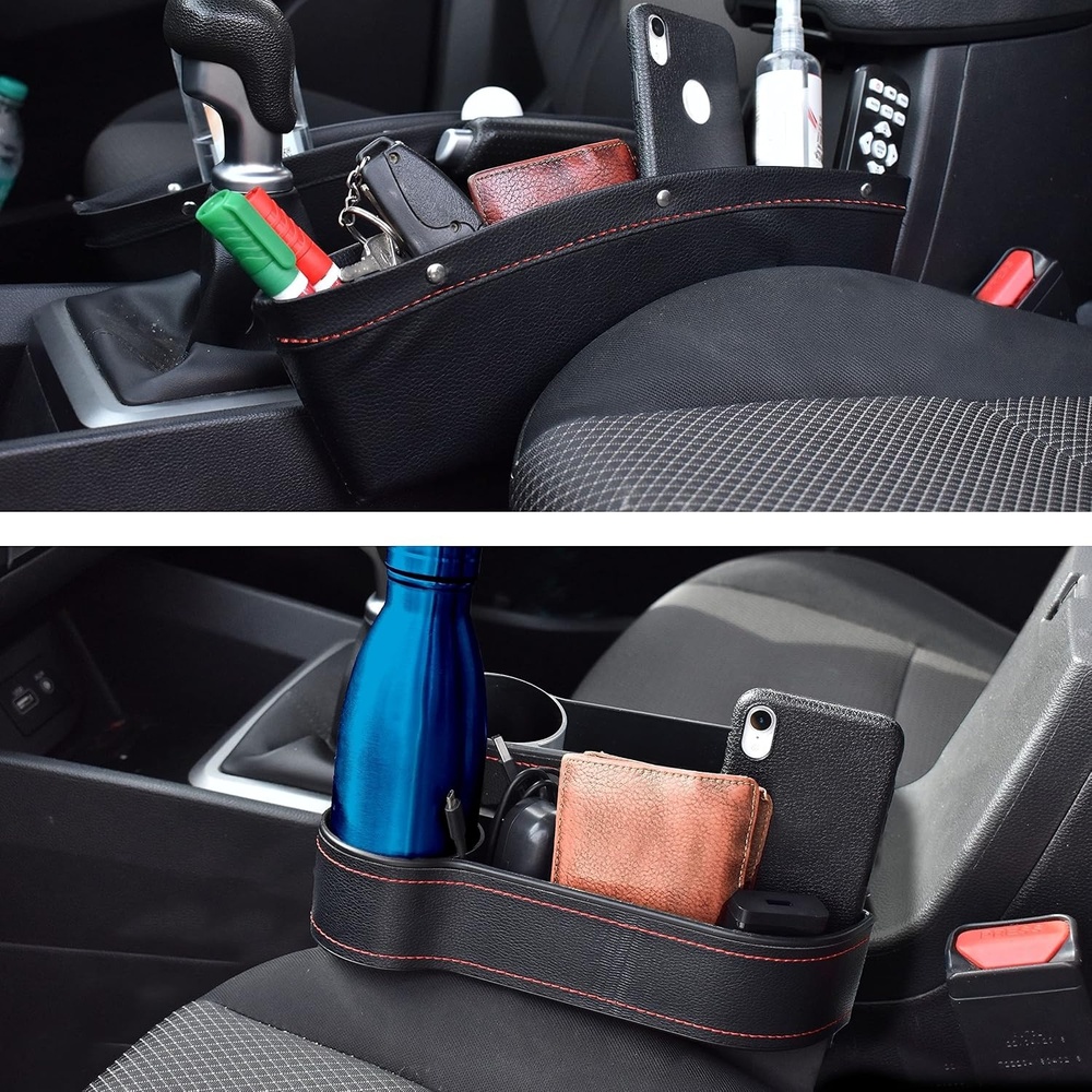 image:imageEcoNour Gift Bundles  Car Seat Organizer Front Seat Gap Filler 2 Pack  Car Seat Gap Filler with Cup Holder 2 Pack  Car Seat Pockets  Travel Accessories