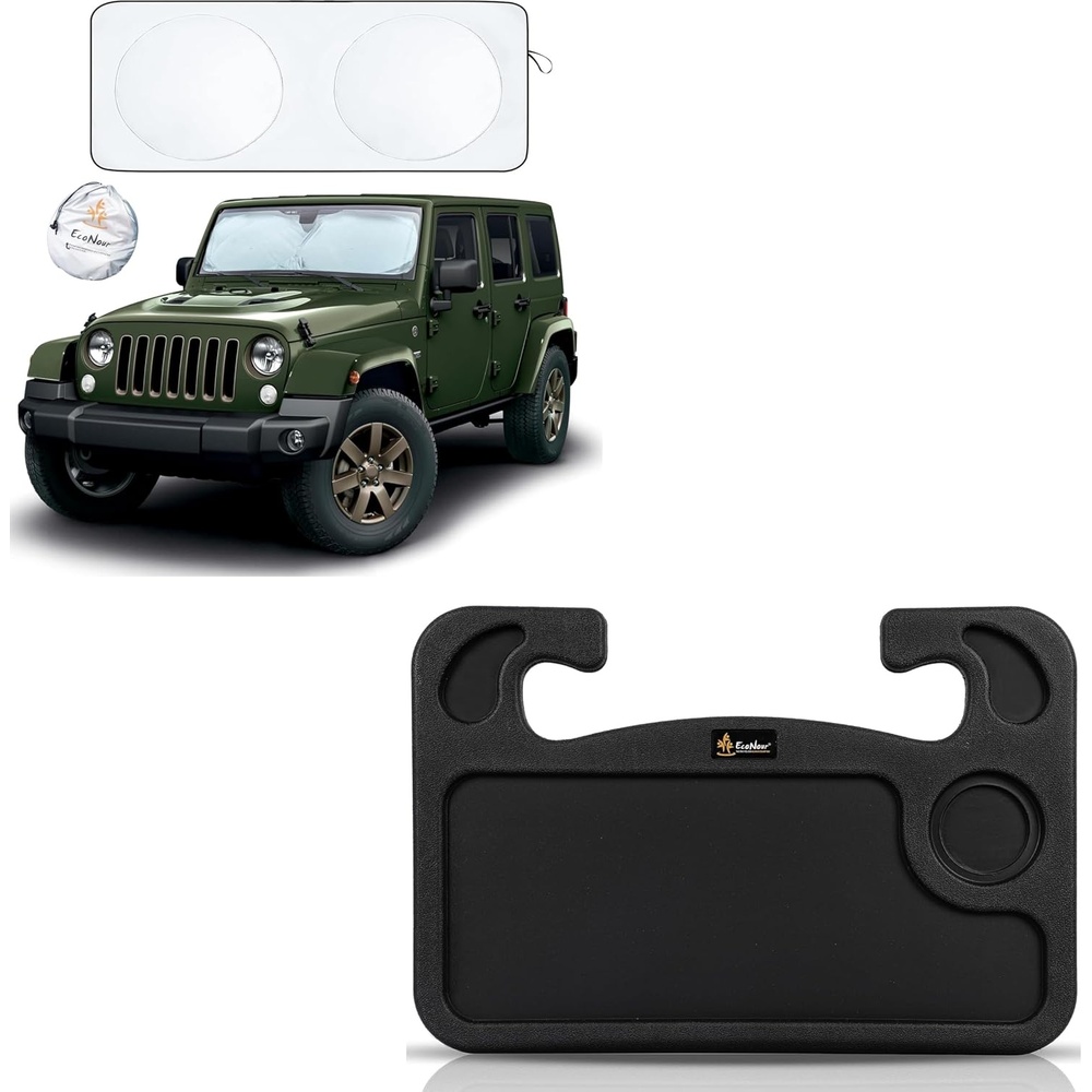 image:imageEcoNour Jeep Wrangler Windshield Sunshade EcoNour Car 2 in 1 Steering Desk