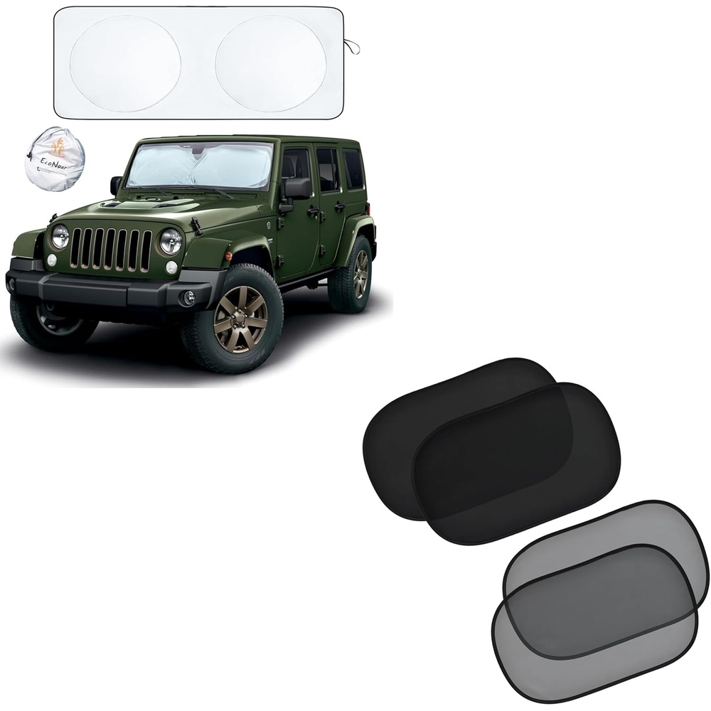 image:imageEcoNour Jeep Wrangler Windshield Sunshade EcoNour Car Window Shade for Baby Pack of 4