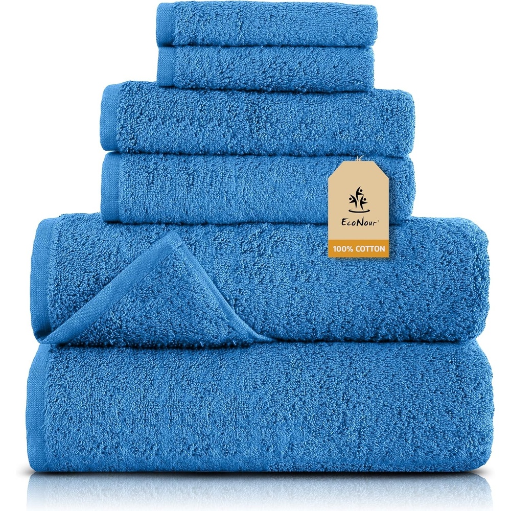 image:imageEcoNour Luxury 4Pack White Turkish Cotton Bath Towels 550 GSM 100 Cotton 27x54 Inch Ultra Soft Quick Dry amp Highly Absorbent for Bathroom Gym amp TravelNavy Blue