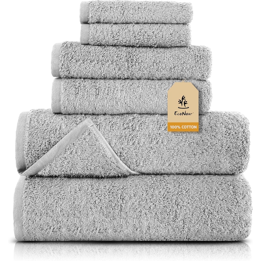 image:imageEcoNour Luxury 4Pack White Turkish Cotton Bath Towels 550 GSM 100 Cotton 27x54 Inch Ultra Soft Quick Dry amp Highly Absorbent for Bathroom Gym amp TravelGrey