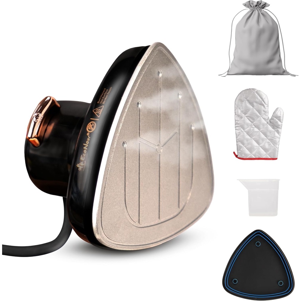 image:imageEcoNour Mini Steam Iron for Clothes Travel Iron Mini with SteamPortable Iron Steamer Compact Iron for Sewing Quilting amp Crafts NonStick Soleplate Includes Glove Measuring Cup amp Storage Pouch