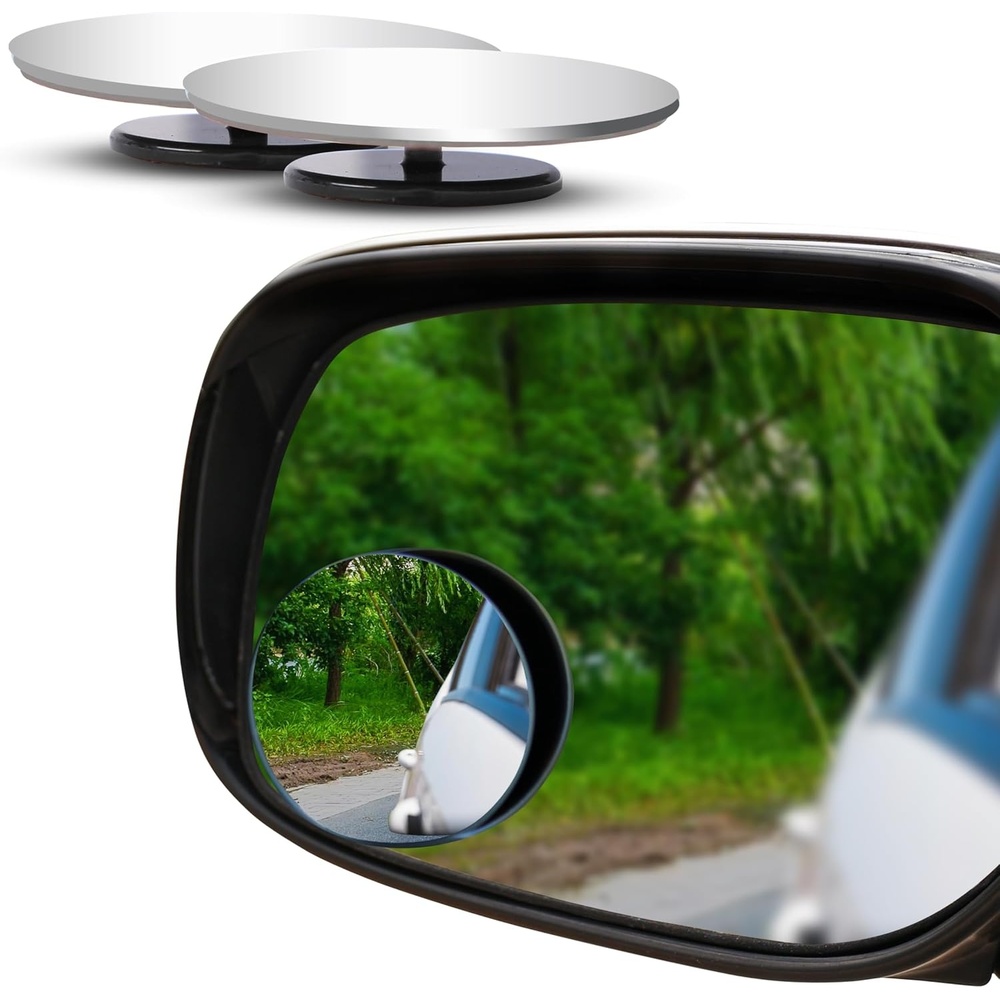 image:imageEcoNour Rectangle Blind Spot Mirror 2 Pack HD Glass Convex Rear View Mirror Wide Angle with 360 Rotation amp 30 Adjustable Sway StickOn Side Mirror for Car SUV amp TrucksCircle