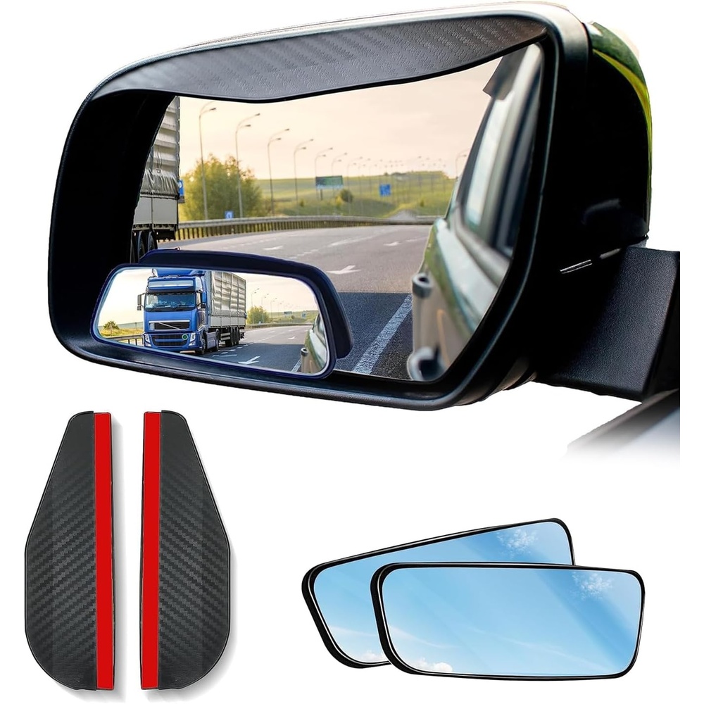 image:imageEcoNour Rectangle Blind Spot Mirror 2 Pack HD Glass Convex Rear View Mirror Wide Angle with 360 Rotation amp 30 Adjustable Sway StickOn Side Mirror for Car SUV amp TrucksRectangle With Visor