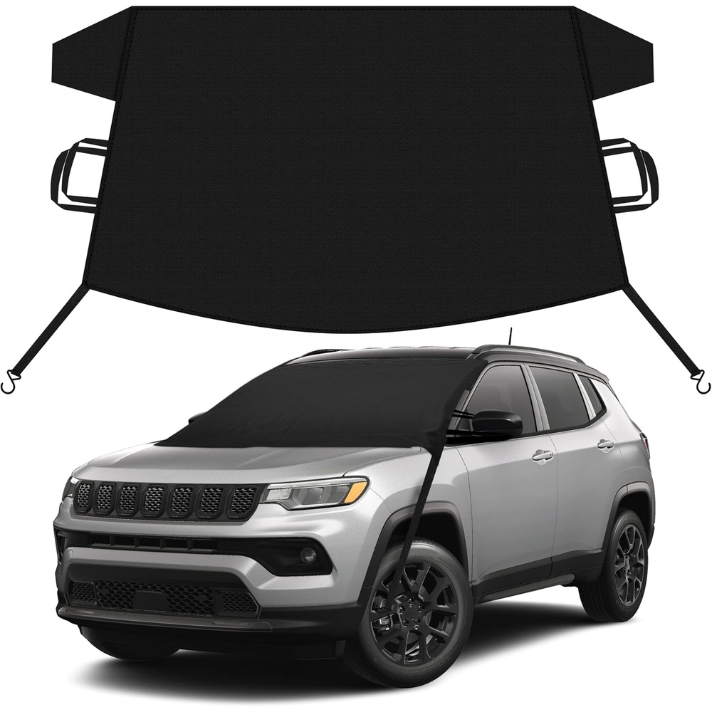 image:imageEcoNour Snow Cover for Toyota Tacoma HeavyDuty Windshield Cover for Ice and Snow Protection 600D Oxford Winter Car Cover with SHook StrapsFit for Jeep Compass