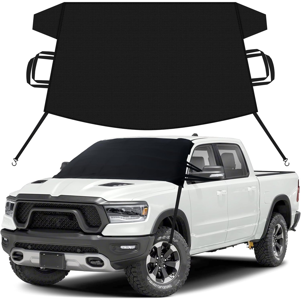 image:imageEcoNour Snow Cover for Toyota Tacoma  HeavyDuty Windshield Cover for Ice and Snow Protection  600D Oxford Winter Car Cover with SHook StrapsFit for Ram Truck