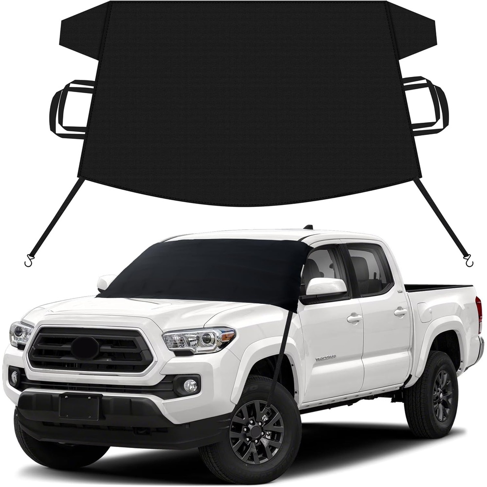 image:imageEcoNour Snow Cover for Toyota Tacoma HeavyDuty Windshield Cover for Ice and Snow Protection 600D Oxford Winter Car Cover with SHook StrapsFit for Toyota Tacoma