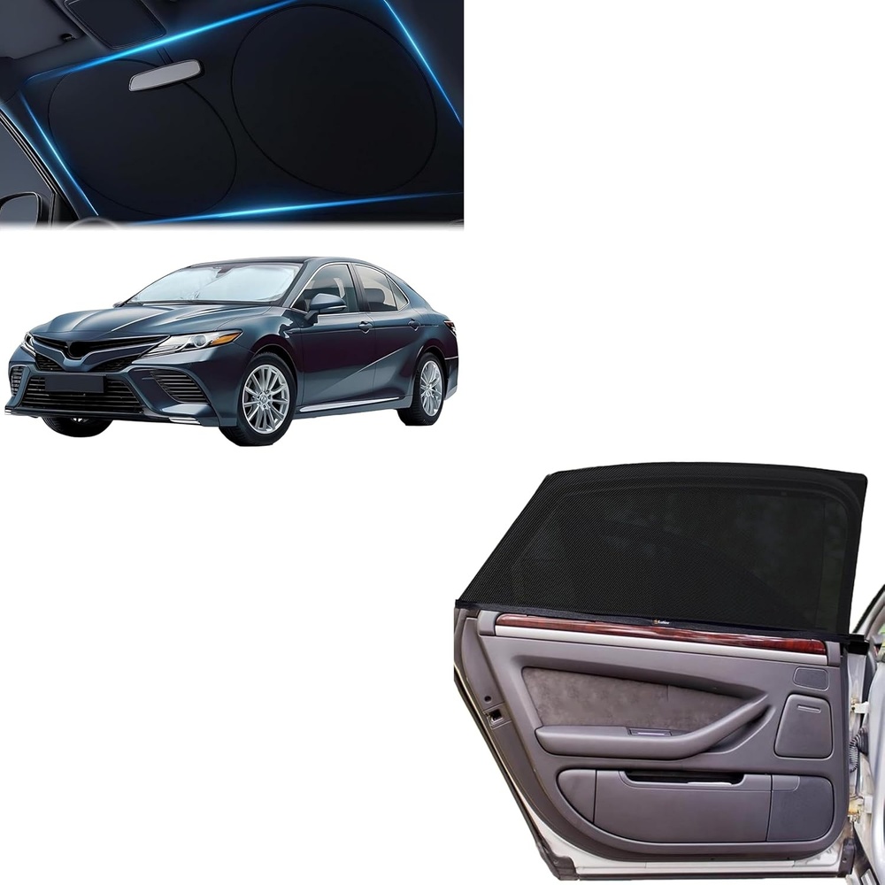 image:imageEcoNour Sunshade for Car Windshield with Mirror Cut Car Window Screens for Camping Pack of 2