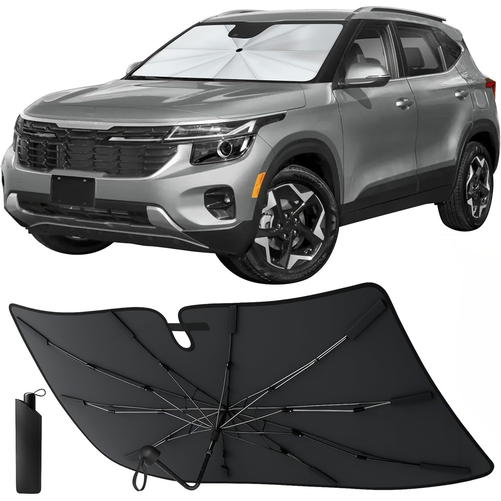 image:imageEcoNour Umbrella Windshield Sun Shade Foldable Front Umbrella Car Windshield Shade with UV amp Heat Protection Sun Visor for Car 57x3675Medium