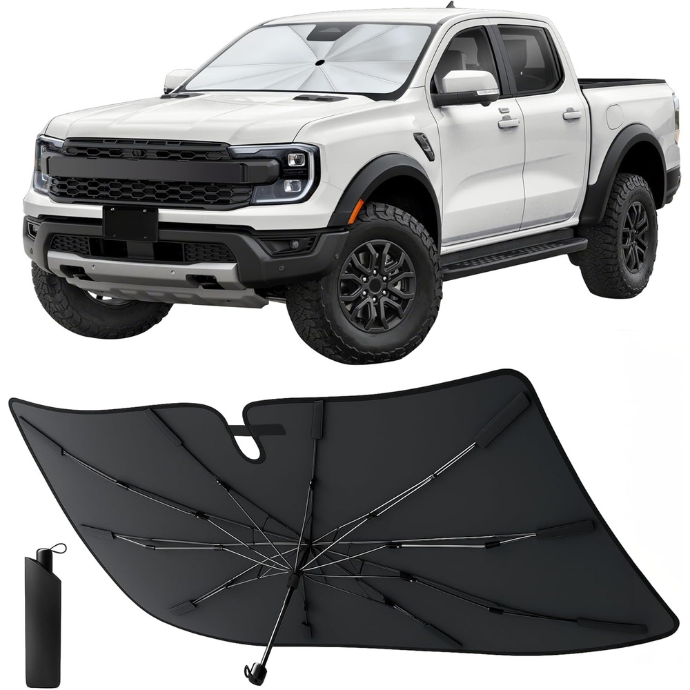 image:imageEcoNour Umbrella Windshield Sun Shade for Car Foldable UV Blocker Front Windshield Sunshade Umbrella Shade Accessories with Storage Pouch Full Size SUVs amp Pickup Truck amp Van Large 61x35