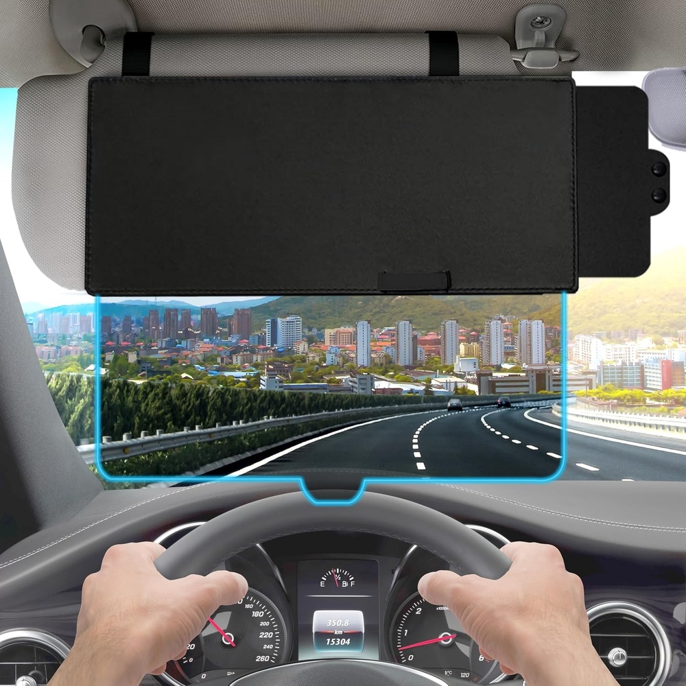 image:imageEcoNour Upgraded Car Visor Extender Sun Blocker Polarized AntiGlare Car Windshield Visor Extension Offers Sun Glare Protection for Safe Driving Driver and Passenger Side Sun Visor ExtenderTransparent Polarized