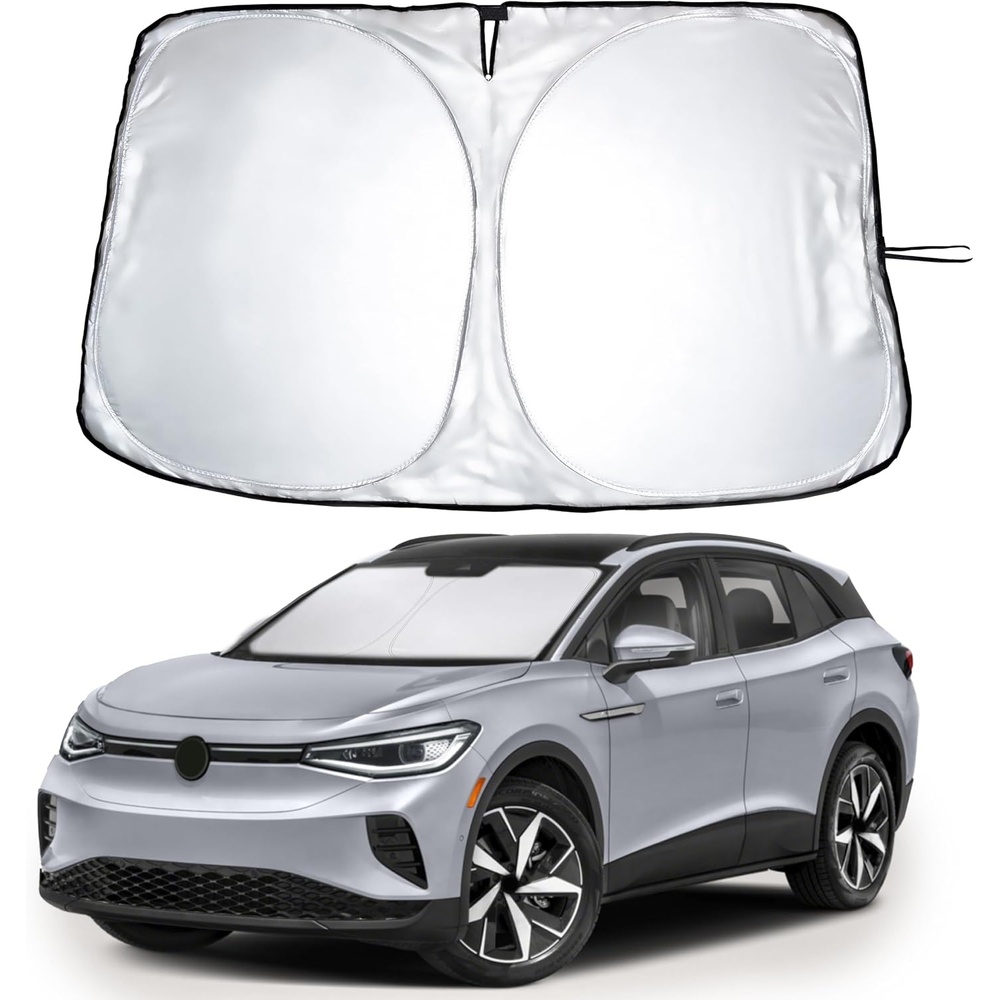 image:imageEcoNour Windshield Sun Shade Compatible for Volkswagen VW ID4 20212026 Custom Fit EV Front Window Sunshade Foldable Heat amp UV Reflective Sun Visor