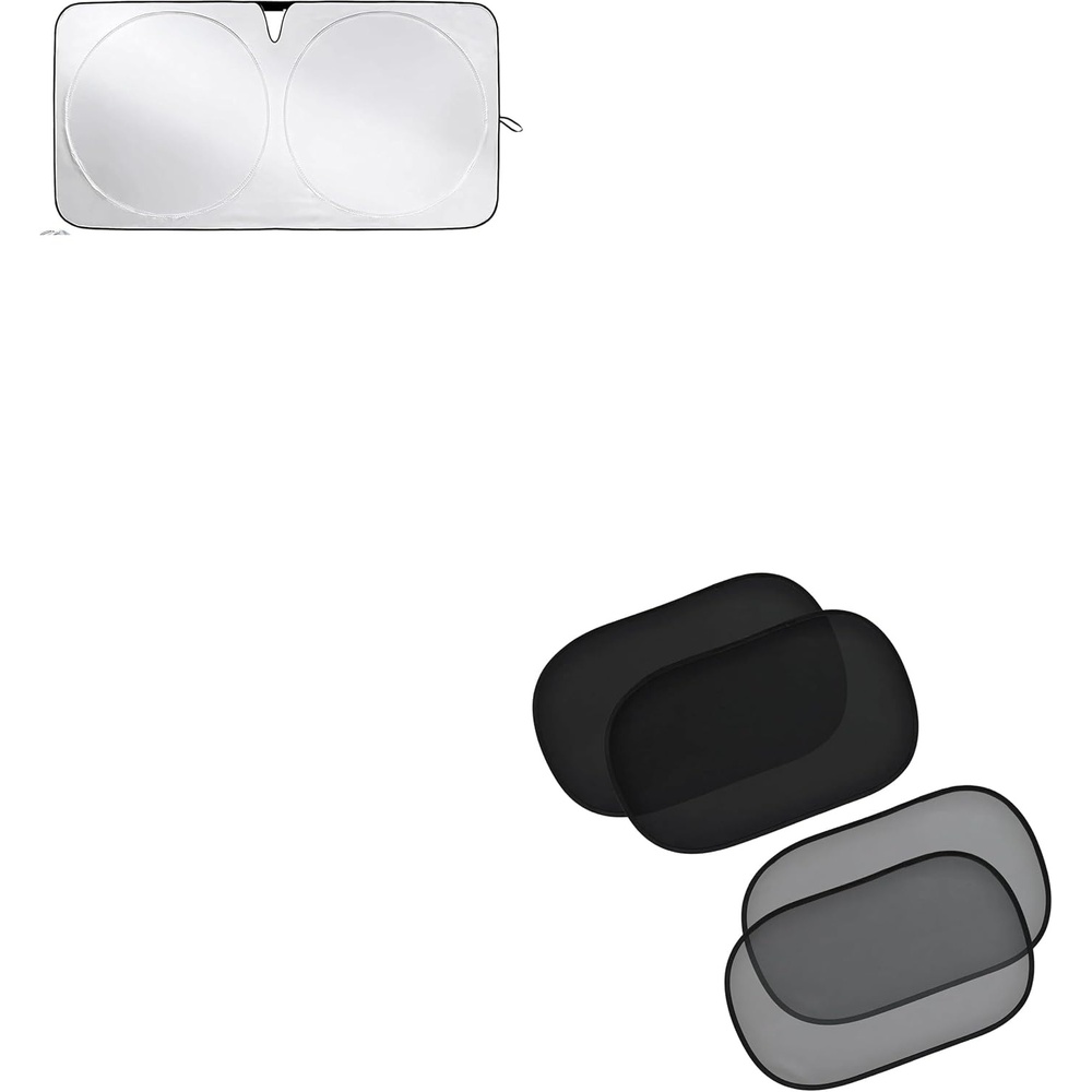 image:imageEcoNour Windshield Sun Shade with Mirror Cut Car Window Shades for Baby 4 Pack
