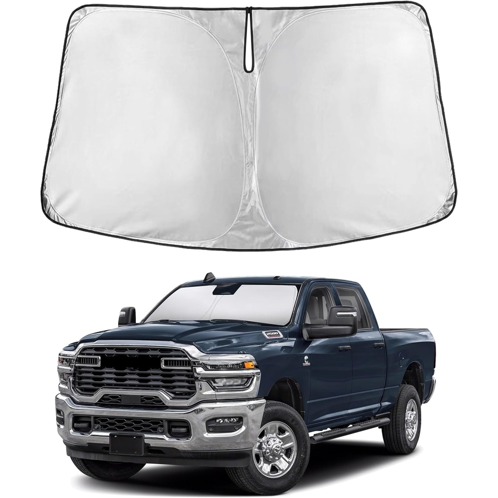 image:imageEcoNour Windshield Sunshade Compatible for Dodge Ram 1500 20192025 2026 CrewCab MegaCab Pickup2Dr RegularCab4Dr QuadCab Sun Visor for Front Windshield UV Blocker amp Protector Car Accessories