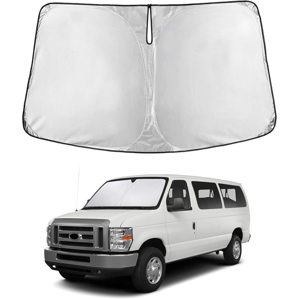 image:imageEcoNour Windshield Sunshade Compatible for Ford Econoline ESeries 19922026 Van amp Motorhome E150 250 350 450 Sun Visor for Front Window Sun Shade Cover UV Heat Blocker Car Accessories