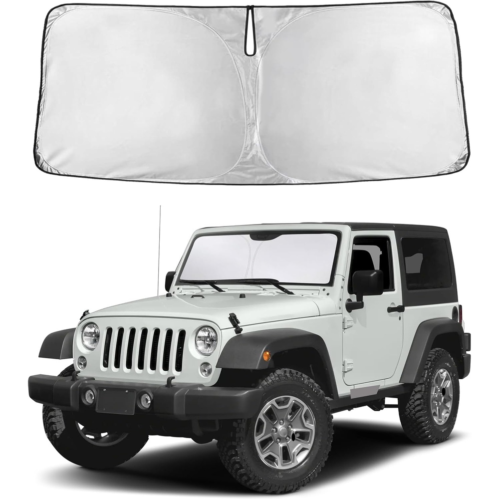 image:imageEcoNour Windshield Sunshade Compatible for Jeep Wrangler 19972016 2017 Sun Visor for Front Windshield amp Window Sun Shade Cover UV Heat Blocker amp Protector Car Accessories