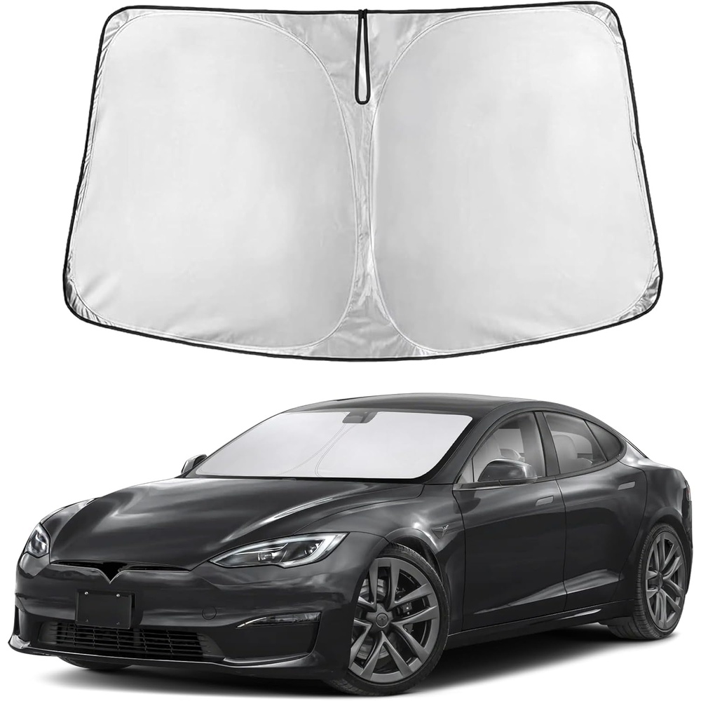 image:imageEcoNour Windshield Sunshade Compatible for Tesla Model S 20122025 2026  Sun Visor for Front Windshield amp Window Sun Shade Cover UV Heat Blocker amp Protector Car Accessories