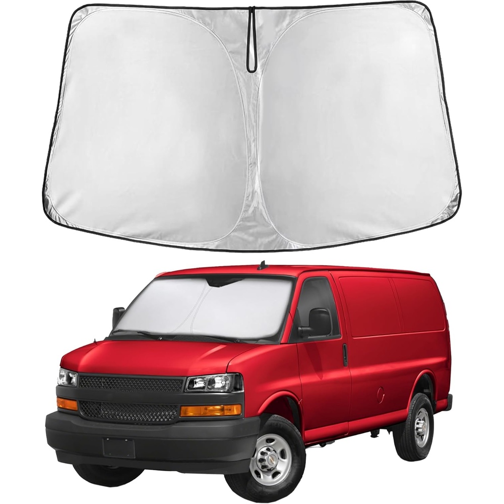 image:imageEcoNour Windshield Sunshade for Chevrolet Express 19962024 2025 2026  Sun Visor for Front Windshield amp Window Sun Shade Cover UV Heat Blocker amp Protector Car Accessories