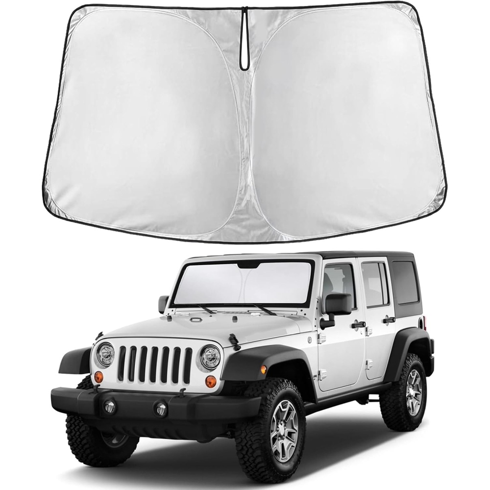 image:imageEcoNour Windshield Sunshade for Jeep Wrangler Rubicon Sahara 19972016 2017 TJ JK JKU2 4DOOR Sun Visor for Front Windshield amp Window Sun Shade Cover UV Heat Blocker Car Accessories
