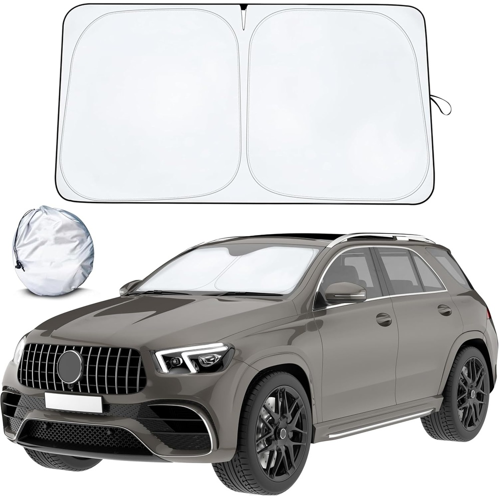image:imageWindshield Sunshade V Cut Car Shade Front Windshield Windshield Protector for Maximum UV Rays and Sun Heat Protection Car Accessories for Interior Protection Large 64 x 34