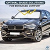 Autovir Windshield Sun Shade with Mirror-Cutout | Foldable Reflective Sun Visor for UV Rays & Heat Protection | Automotive Interior Sun Protector for Sedan, SUV, Truck, Hatchback | Medium 64″ x 32″