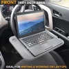 EcoNour 2 in 1 Car Steering Wheel Desk | Steering Wheel Tray for Laptop | Car Mount with Pen Holder | Car Food Grey Tray for Eating with Drinks Holder | Multipurpose Travel Car Accessories