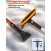 EcoNour 49″ Extendable Squeegee Snow Brush and Ice Scraper for Windshield | For Car Windows | 270° Telescopic Snow Broom with Pivoting Squeegee | Heavy Duty Car Snow Removal Tool for SUV, Truck & Car(Orange 55″)