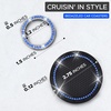EcoNour Bling Cup Holder Insert (2 Pack) with Push Start Button Ring | (1 Pack) | 2.75 Inch Silicone Coaster Pad and 1.5 Inch Ring with Elegant Blue Crystal Rhinestone | Car Interior Accessories