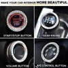 EcoNour Mini Car Trash Can + (2 Pack) Car Cup Coasters with (1 Pack) Push Start Button | Compact Diamond Design with Removable Lid | Unique Crystal Rhinestone Bling Car Accessories for Women