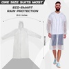 EcoNour Reusable Clear EVA Adult Rain Poncho (2-Pack) | Emergency Hooded Ponchos for Adults | Perfect for Disney World(White)