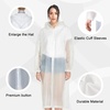 EcoNour Reusable Clear EVA Adult Rain Poncho (2-Pack) | Emergency Hooded Ponchos for Adults | Perfect for Disney World(White)