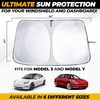 Tesla Windshield Sun Shade for Model(3/Y)(2016–2025) – XX-Large 56″ x 36″, Foldable Front Sunshade with Storage Bag | Reflective 240T Polyester | Blocks UV Rays&Heat – Interior Protection Accessory