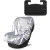 EcoNour 2 in 1 Car Steering Wheel Desk + Baby Car Seat Sun Shade Cover | Steering Wheel Tray for Laptop with Pen Holder | Reflective Baby Seat Cover