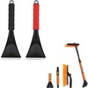 EcoNour 36″ Extendable Snow Brush & 2 Pack Ice Scraper | 3-in-1 Telescopic Snow Remover with 360° Rotating Head | Car Windshield Ice Crusher with Foam Grip | Winter Car Accessories